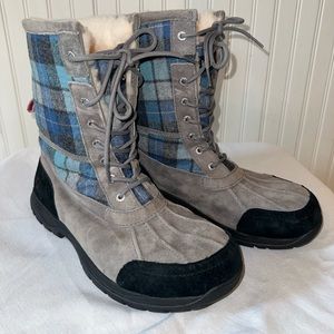 UGG Butte Plaid Waterproof Boots Size 11